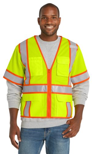 CornerStone® ANSI 107 Class 3 Surveyor Mesh Zippered Two-Tone Short Sleeve Vest